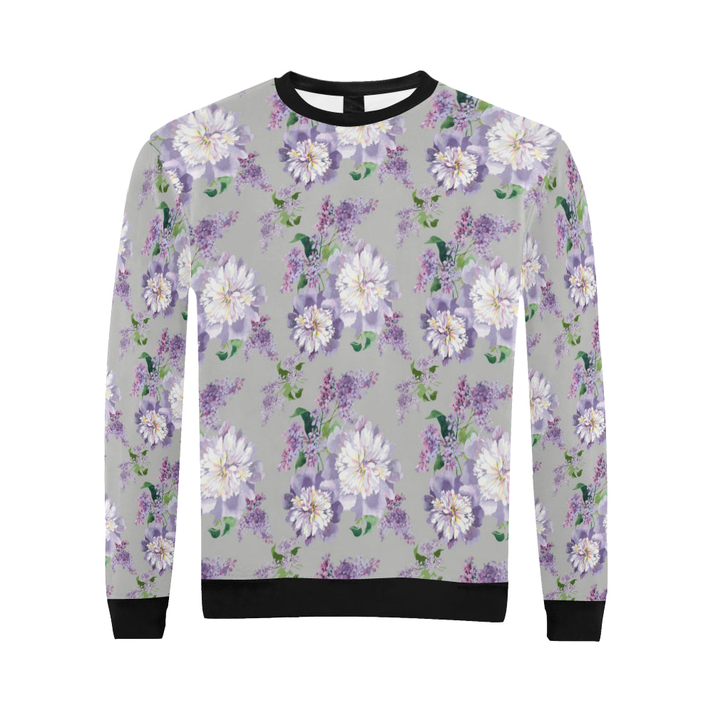 Lilac Pattern Print Design LI07 Men Long Sleeve Sweatshirt