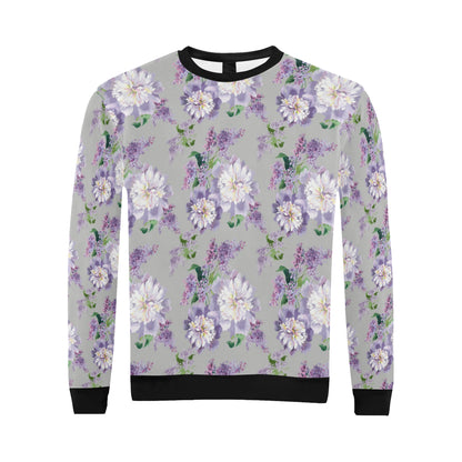 Lilac Pattern Print Design LI07 Men Long Sleeve Sweatshirt
