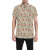 Native Buffalo Head Themed Design Print Men's Short Sleeve Button Up Shirt