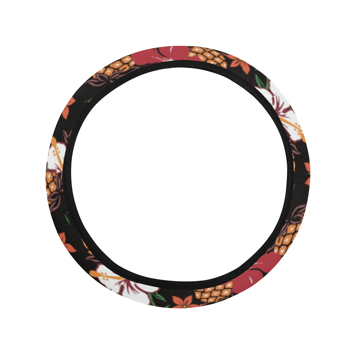 Hawaiian Themed Pattern Print Design H013 Steering Wheel Cover with Elastic Edge