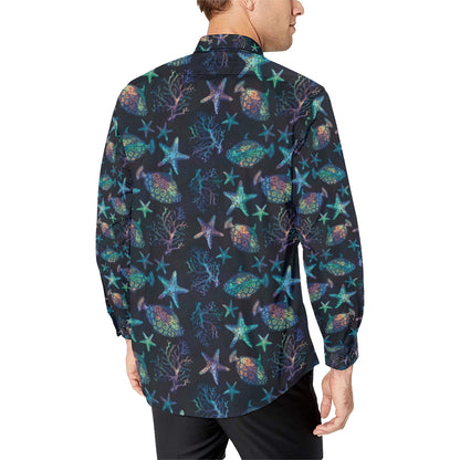 Starfish Pattern Print Design 01 Men's Long Sleeve Shirt