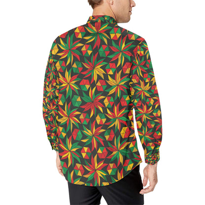 Rastafarian Pattern Print Design A03 Men's Long Sleeve Shirt