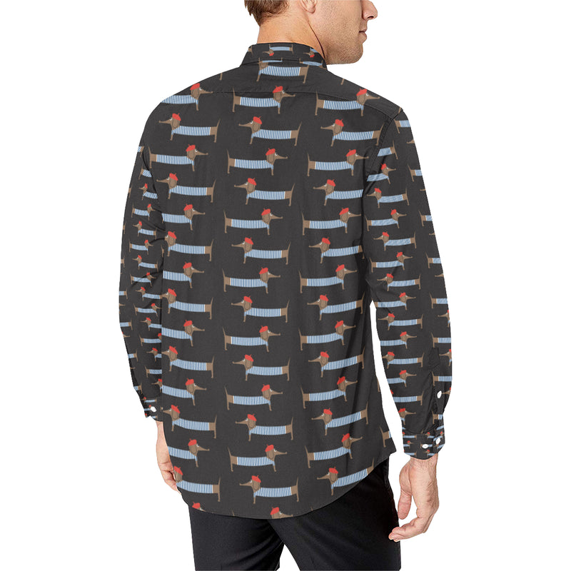 Dachshund Pattern Print Design 04 Men's Long Sleeve Shirt