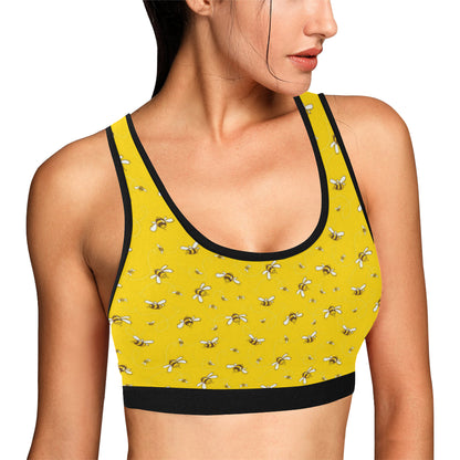 Bee Pattern Print Design 05 Sports Bra