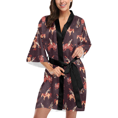 Rodeo Pattern Print Design A01 Women's Short Kimono