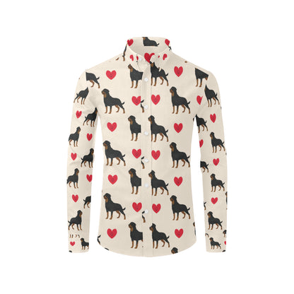 Rottweiler Pattern Print Design A02 Men's Long Sleeve Shirt