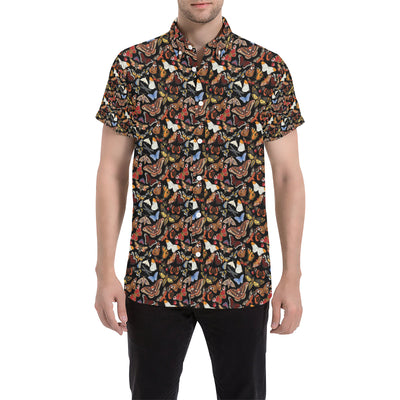 Butterfly Pattern Print Design 08 Men's Short Sleeve Button Up Shirt