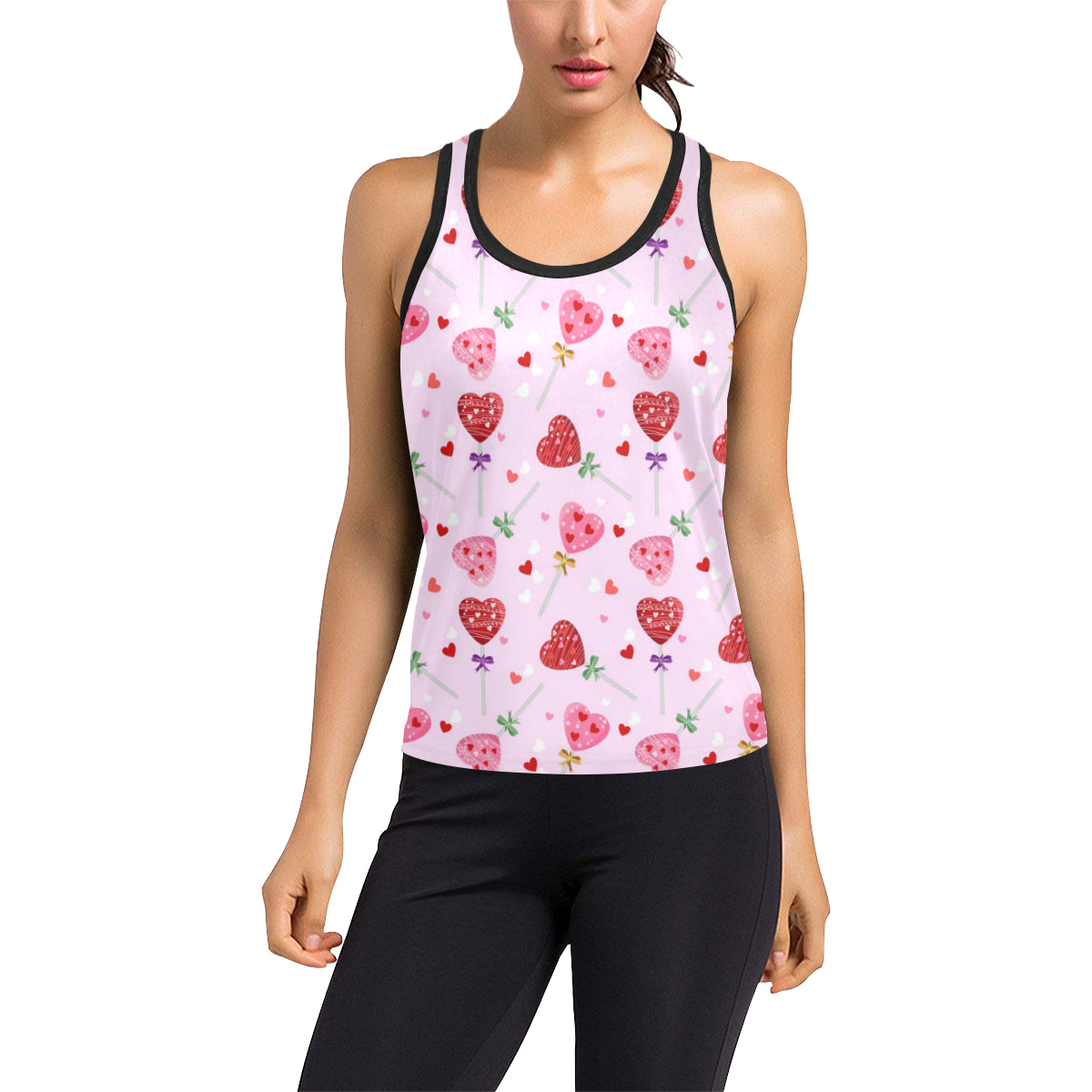 Lollipop Pattern Print Design LL07 Women's Racerback Tank Top