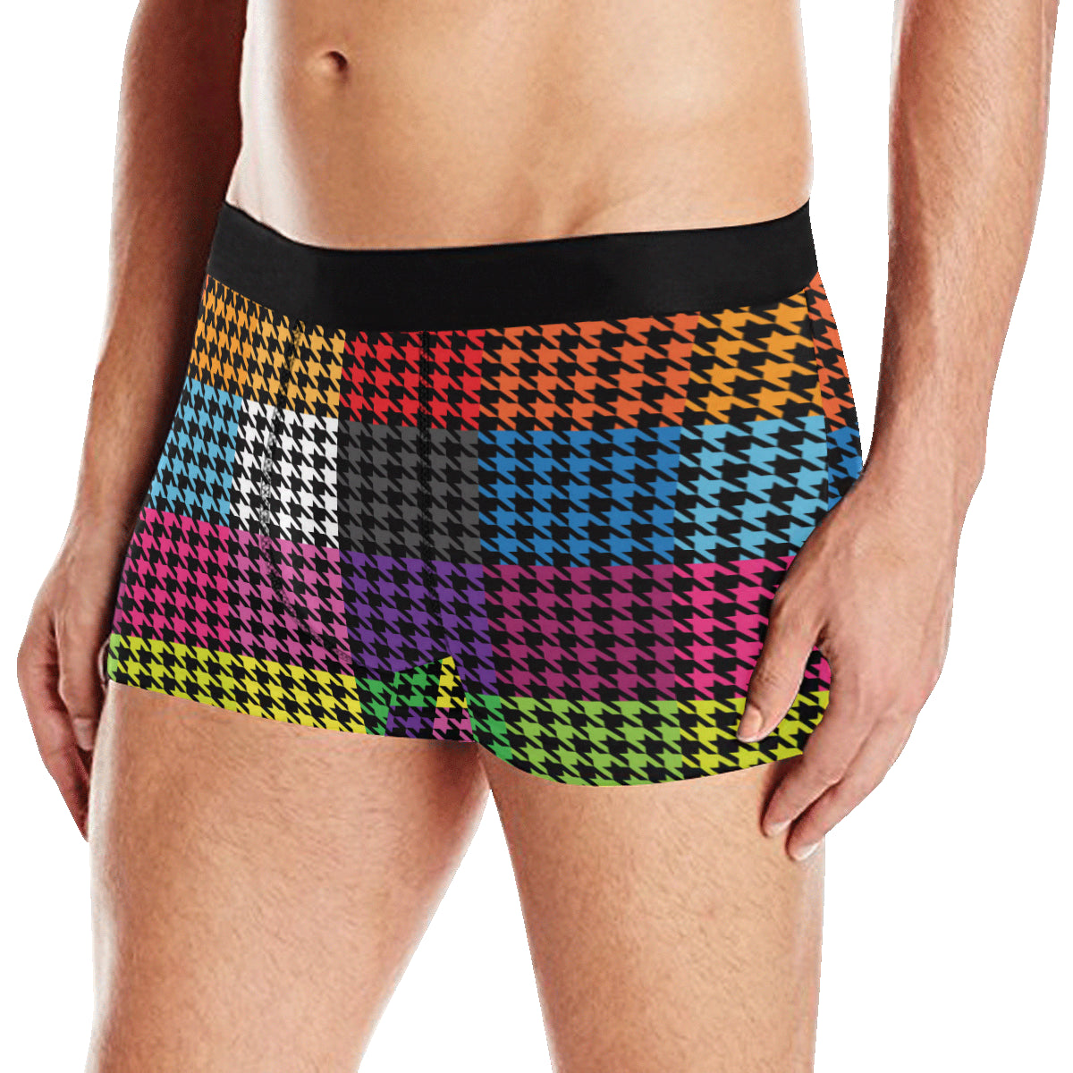Houndstooth Colorful Pattern Print Design 01 Men's Boxer Briefs