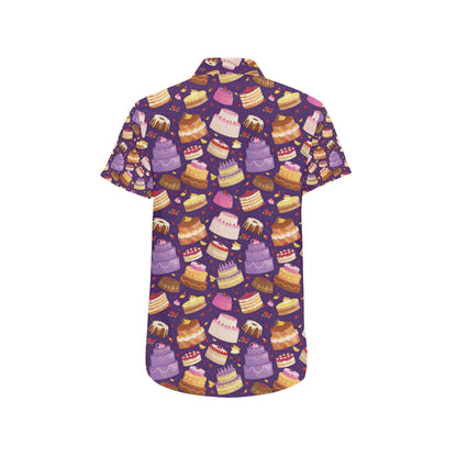 Cake Pattern Print Design 05 Men's Short Sleeve Button Up Shirt