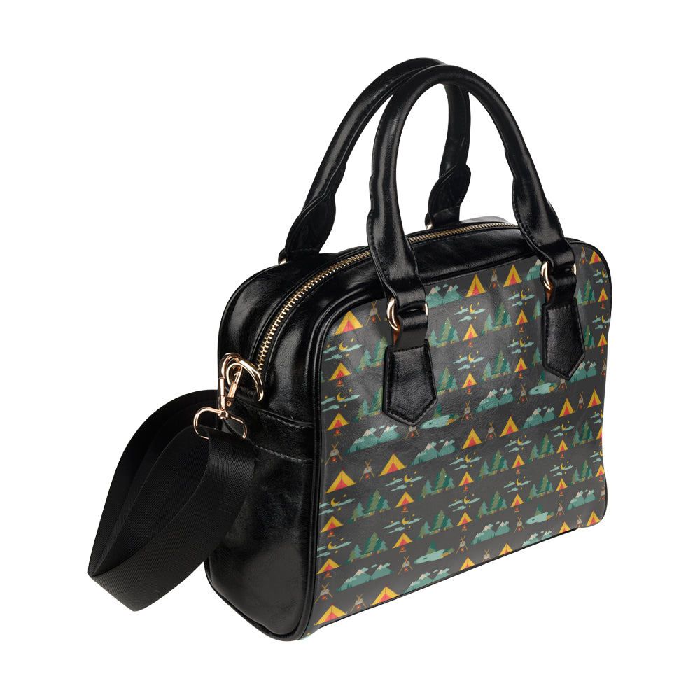 Camping Tent Pattern Print Design 03 Shoulder Handbag