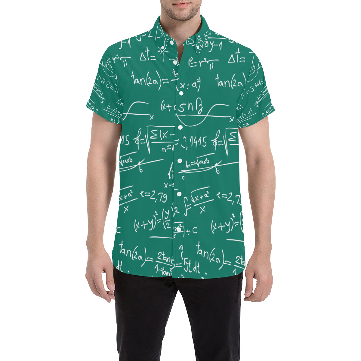 Math Pattern Print Design 01 Men's Short Sleeve Button Up Shirt