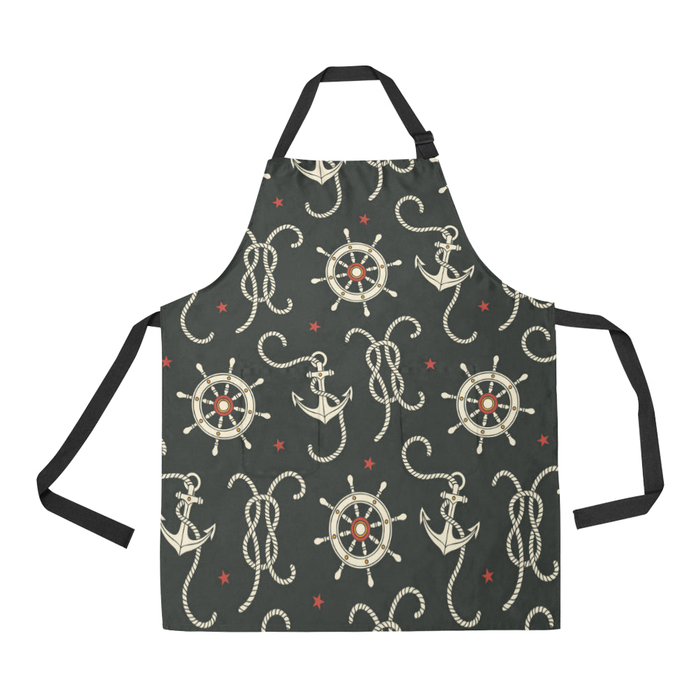 Nautical Anchor Pattern Apron with Pocket