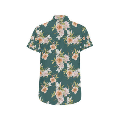 Iris Pattern Print Design IR01 Men's Short Sleeve Button Up Shirt