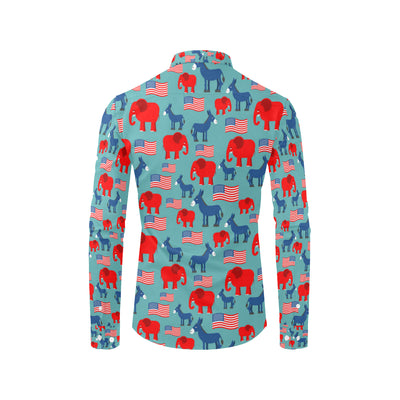 Donkey Red Elephant Pattern Print Design 03 Men's Long Sleeve Shirt