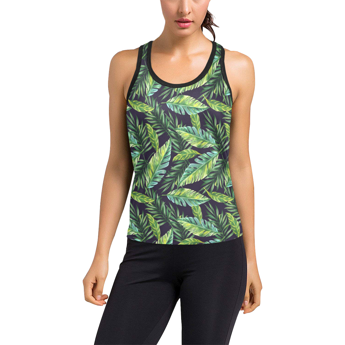 Tropical Flower Pattern Print Design TF06 Women's Racerback Tank Top
