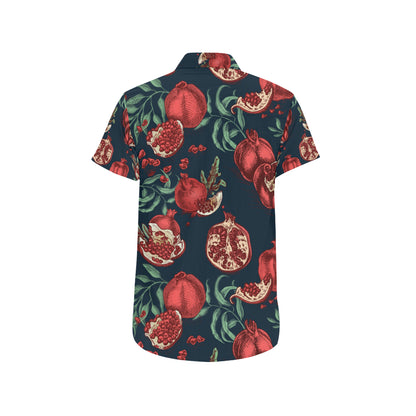 Pomegranate Pattern Print Design PG04 Men's Short Sleeve Button Up Shirt