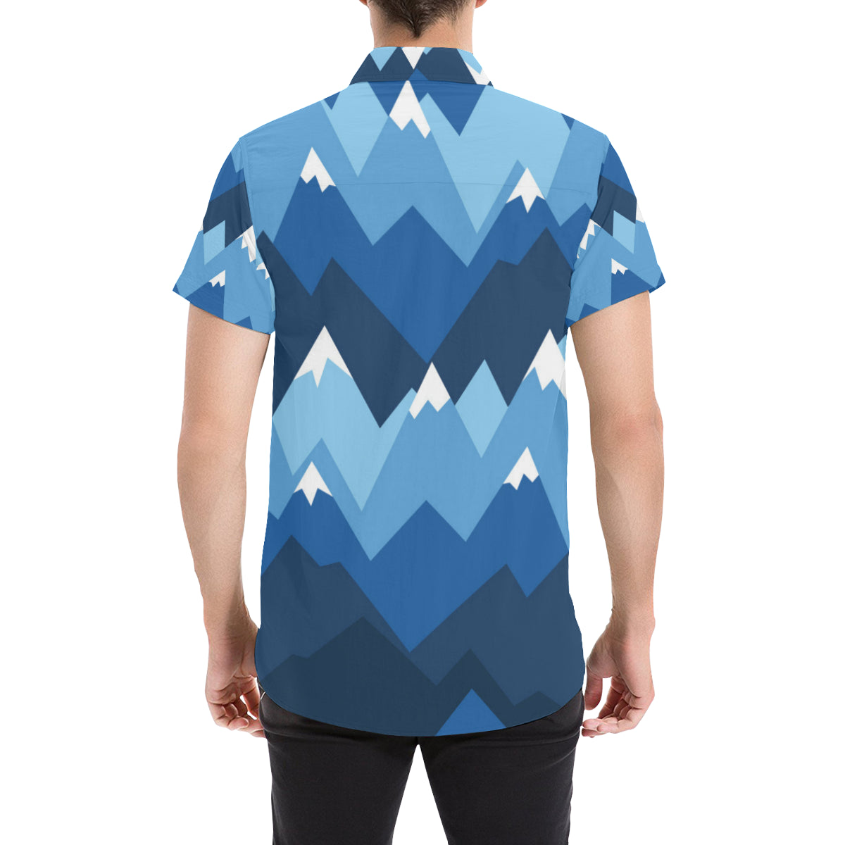 Mountain Pattern Print Design 04 Men's Short Sleeve Button Up Shirt