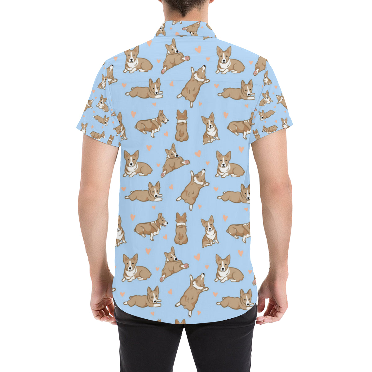 Pembroke Welsh Corgis Pattern Print Design A05 Men's Short Sleeve Button Up Shirt