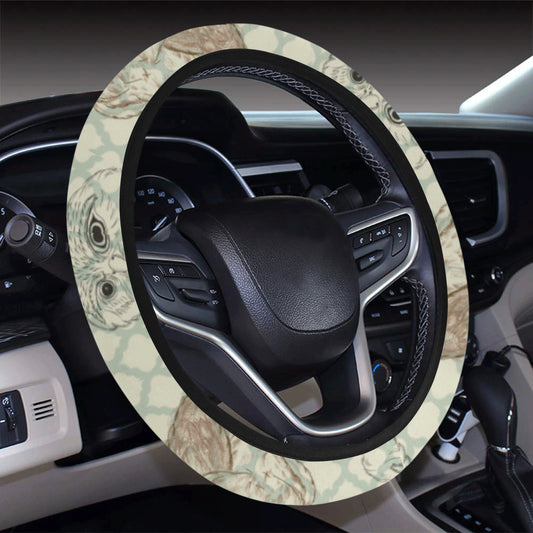 Owl Pattern Print Design A03 Steering Wheel Cover with Elastic Edge