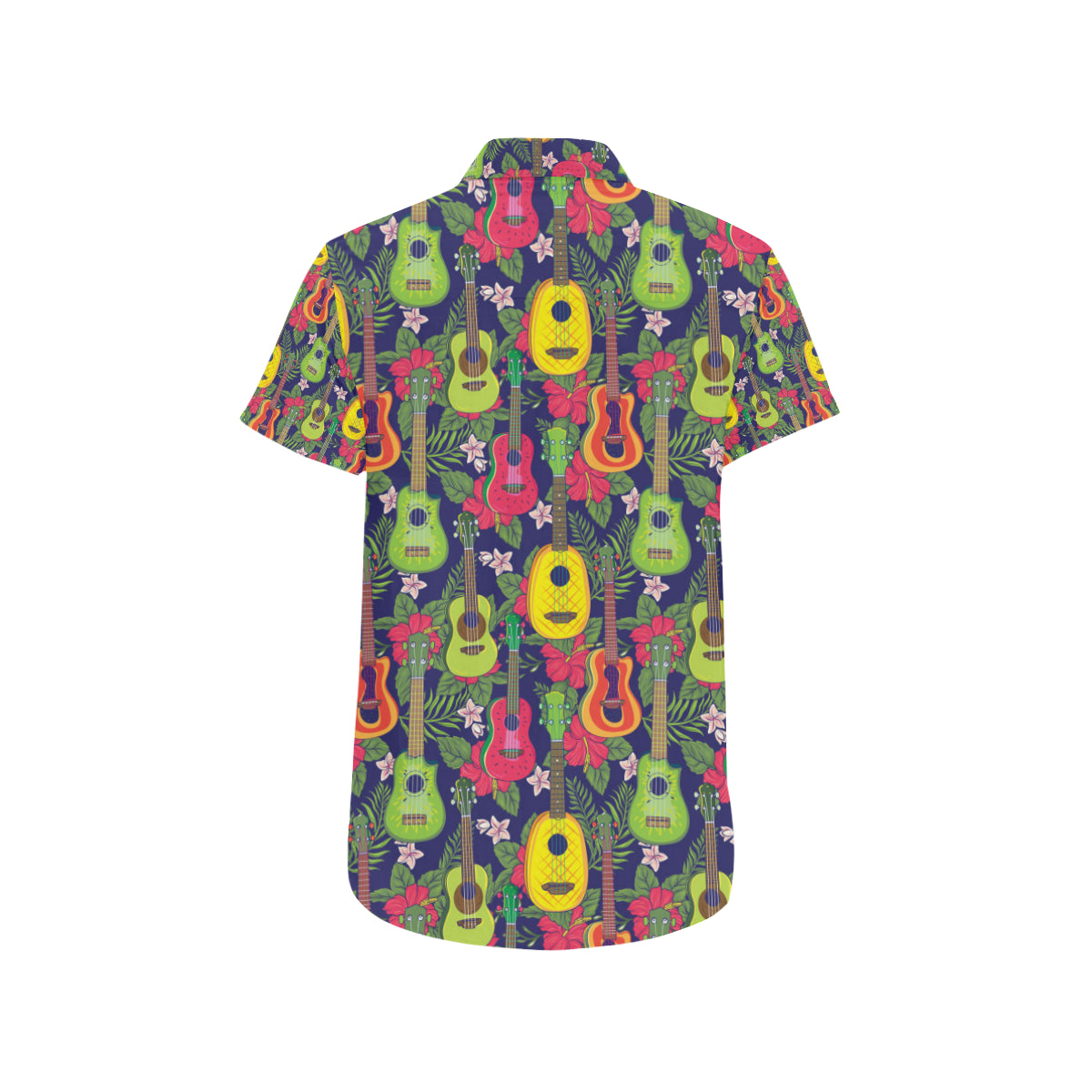 Ukulele Tropical Pattern Print Design 03 Men's Short Sleeve Button Up Shirt