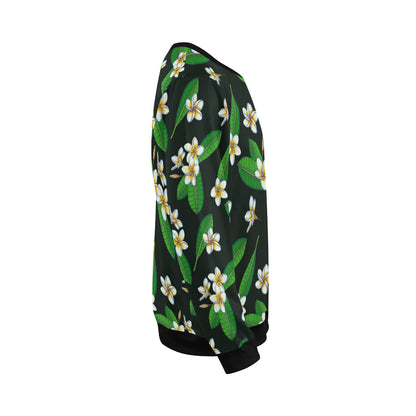 White Plumeria Pattern Print Design PM023 Men Long Sleeve Sweatshirt