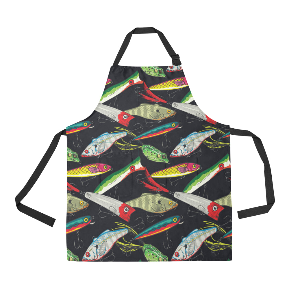 Fishing Bait Print Apron with Pocket