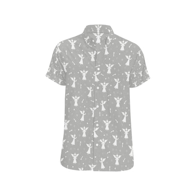 Angel Pattern Print Design 03 Men's Short Sleeve Button Up Shirt