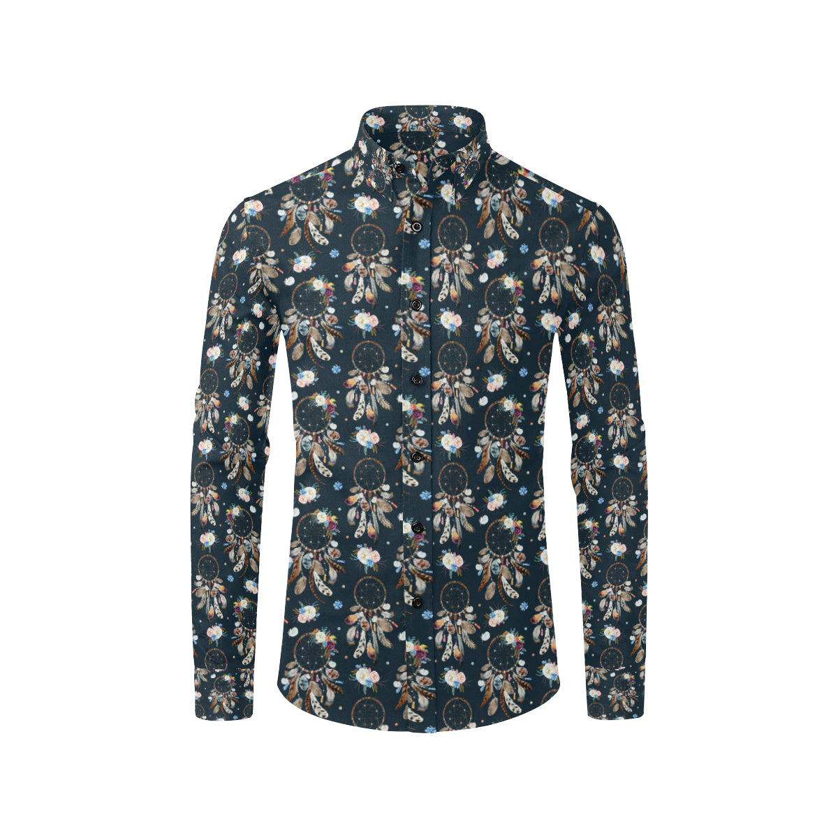 Dream Catcher Boho Floral Style Men's Long Sleeve Shirt