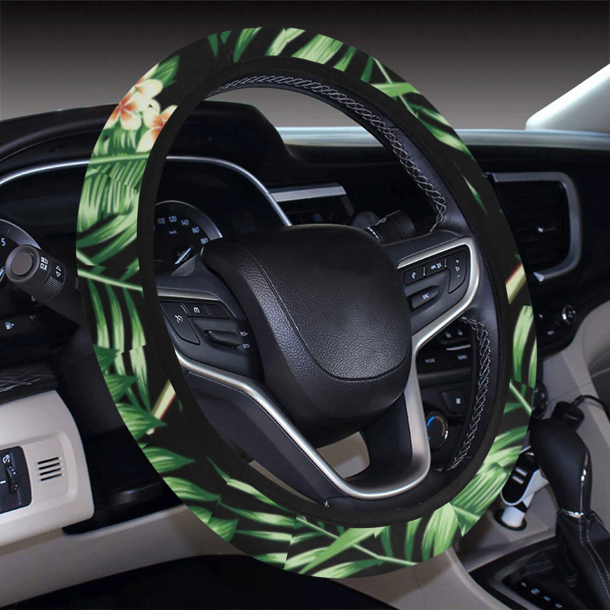 Bird Of Paradise Pattern Print Design BOP05 Steering Wheel Cover with Elastic Edge