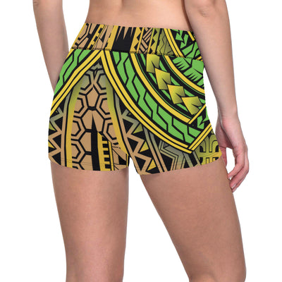 Polynesian Tribal Color Yoga Shorts