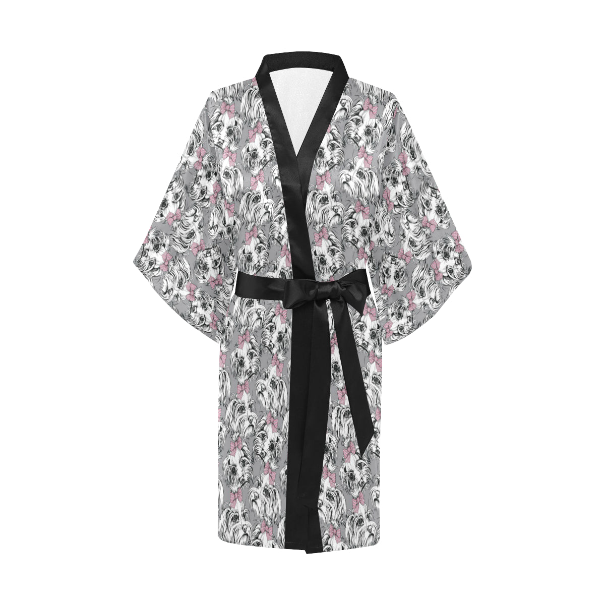 Maltese Pattern Print Design 01 Women's Short Kimono