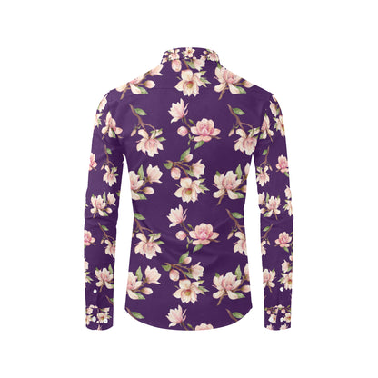 Magnolia Pattern Print Design MAG02 Men's Long Sleeve Shirt