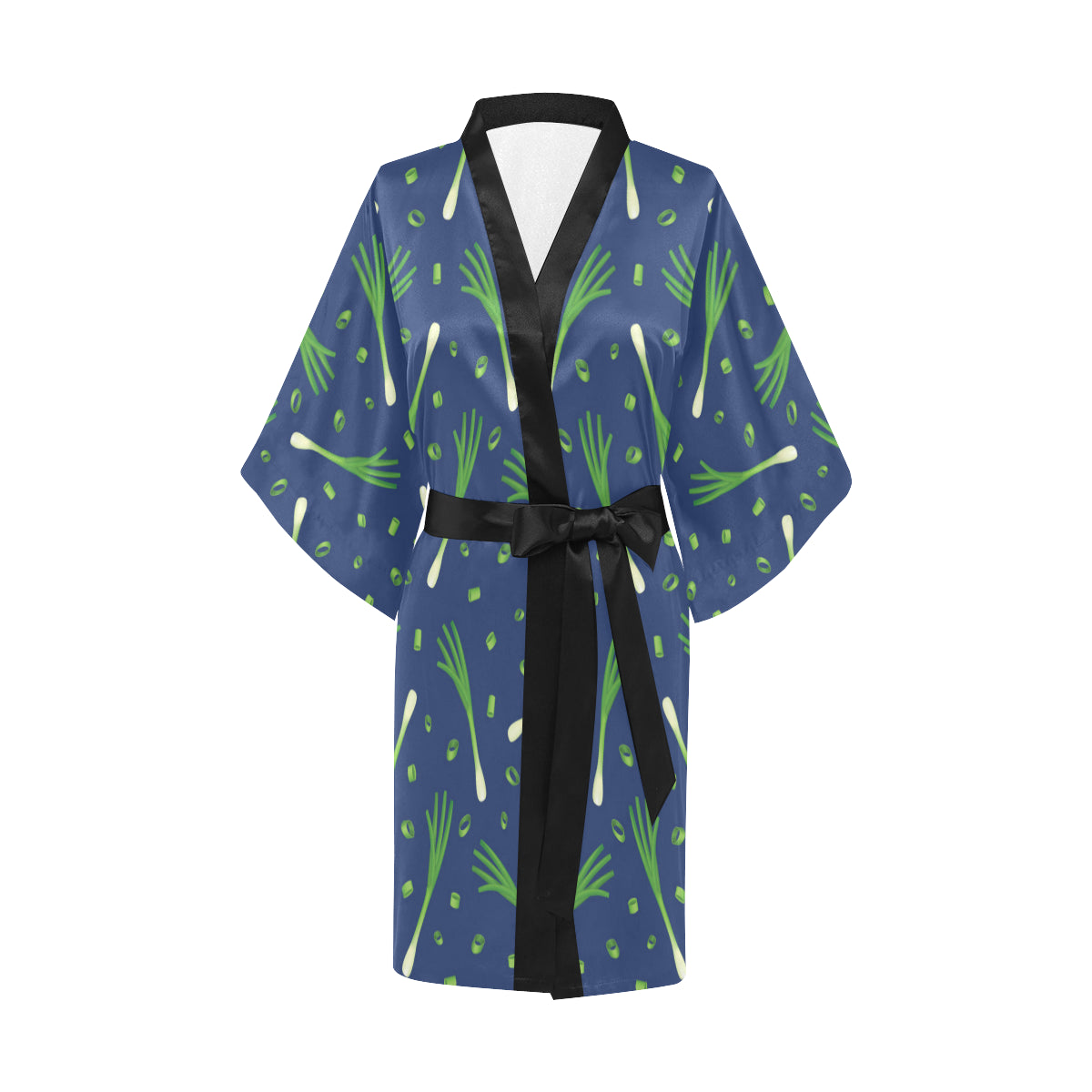 Leek Pattern Print Design 02 Women's Short Kimono