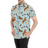 Horse Cute Themed Pattern Print Men's Short Sleeve Button Up Shirt