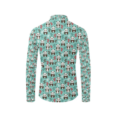 Panda Bear Cute Themed Print Men's Long Sleeve Shirt