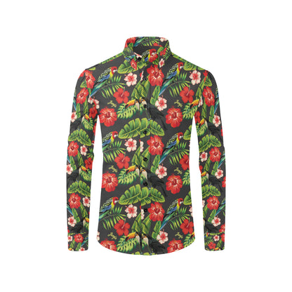 Tropical Flower Pattern Print Design TF04 Men's Long Sleeve Shirt