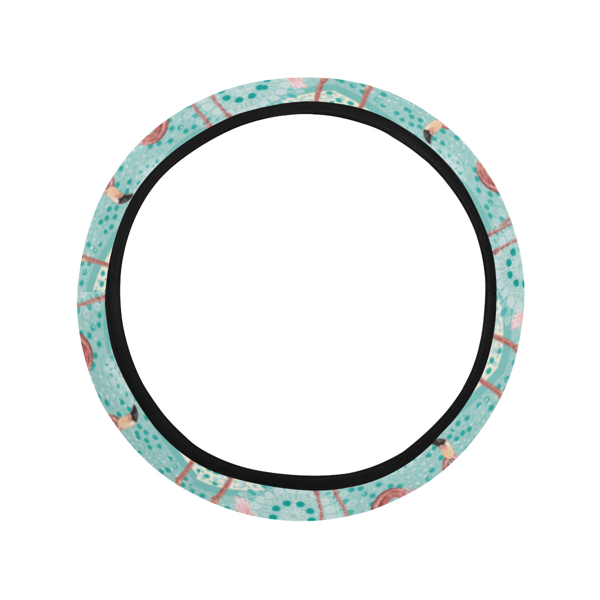 Flamingo Background Themed Print Steering Wheel Cover with Elastic Edge