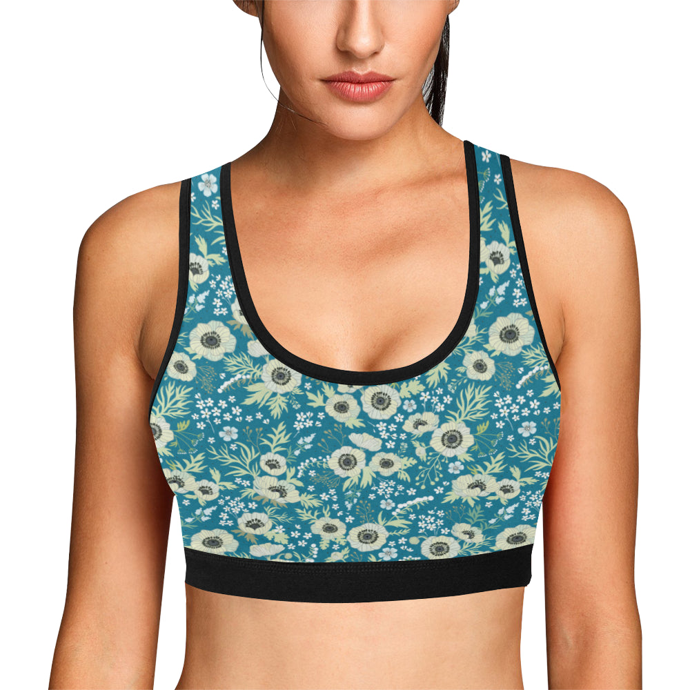 Anemone Pattern Print Design 01 Sports Bra