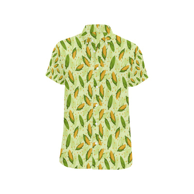 Agricultural Fresh Corn cob Print Pattern Men's Short Sleeve Button Up Shirt