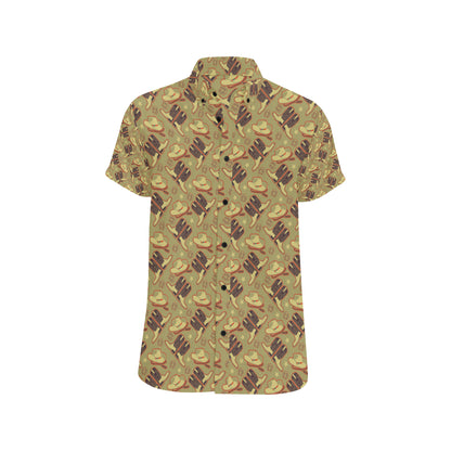 Western Cowboy Themed Men's Short Sleeve Button Up Shirt