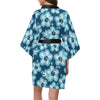 Blue Hibiscus Pattern Print Design HB011 Women's Short Kimono