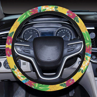 Hawaiian Themed Pattern Print Design H09 Steering Wheel Cover with Elastic Edge
