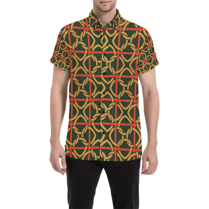 Irish Pattern Print Design 01 Men's Short Sleeve Button Up Shirt