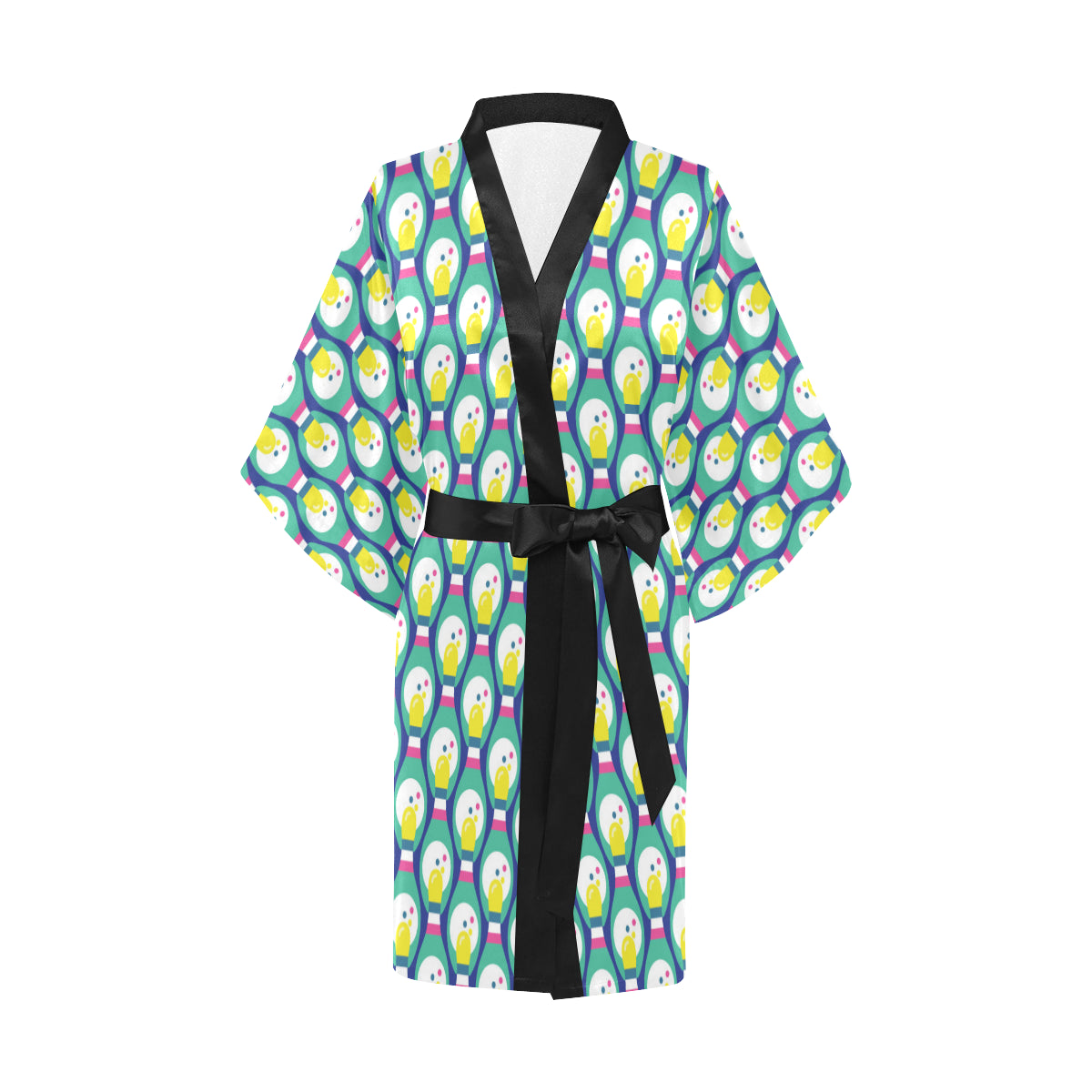Bowling Pattern Print Design 04 Women's Short Kimono
