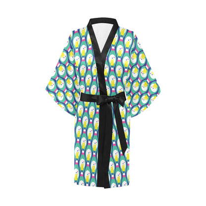 Bowling Pattern Print Design 04 Women's Short Kimono
