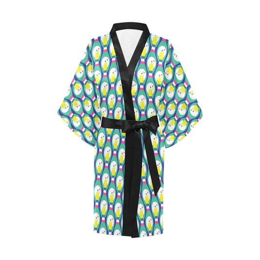Bowling Pattern Print Design 04 Women's Short Kimono
