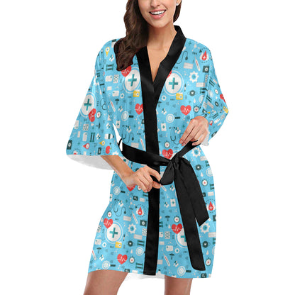 Medical Pattern Print Design 06 Women's Short Kimono