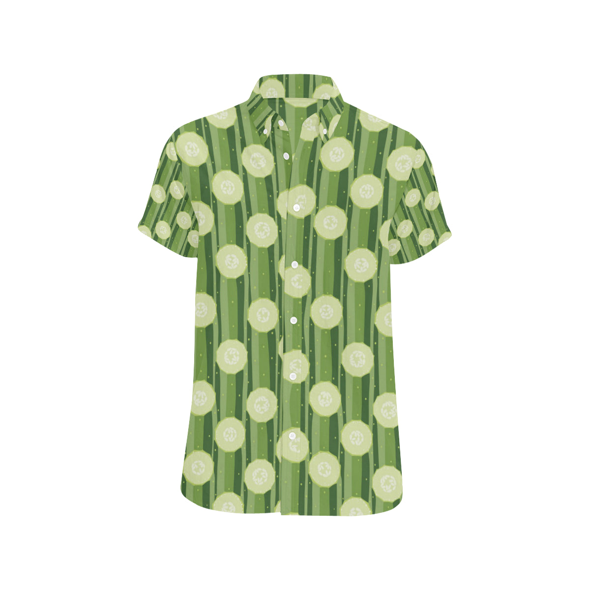 Cucumber Pattern Print Design CC03 Men's Short Sleeve Button Up Shirt