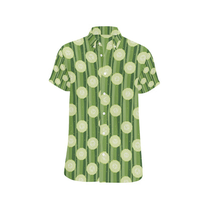 Cucumber Pattern Print Design CC03 Men's Short Sleeve Button Up Shirt